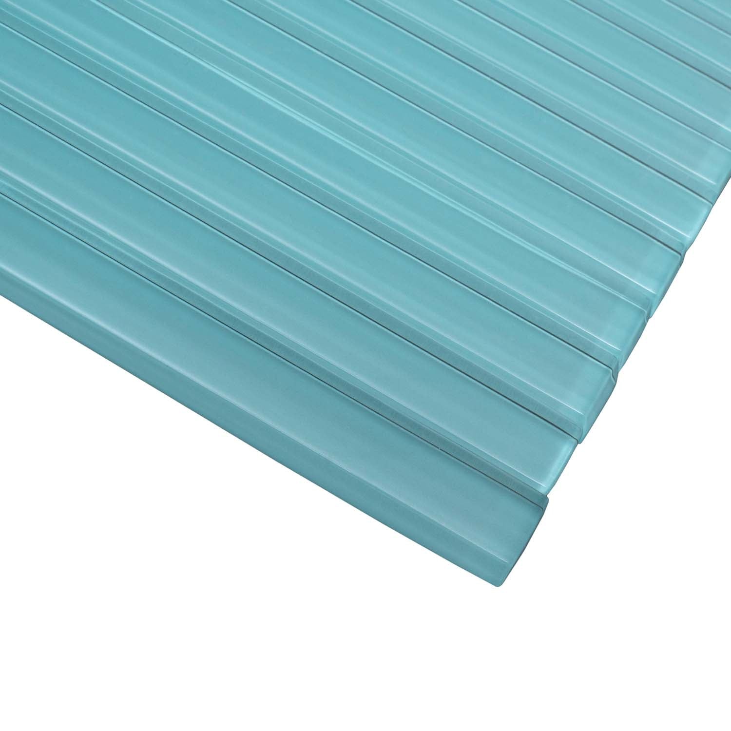 10 pack Sky Blue 0.6-in W x 12-in L Glass Glossy Pencil Liner Tile Trim (0.5 Sq ft/case) - Sample