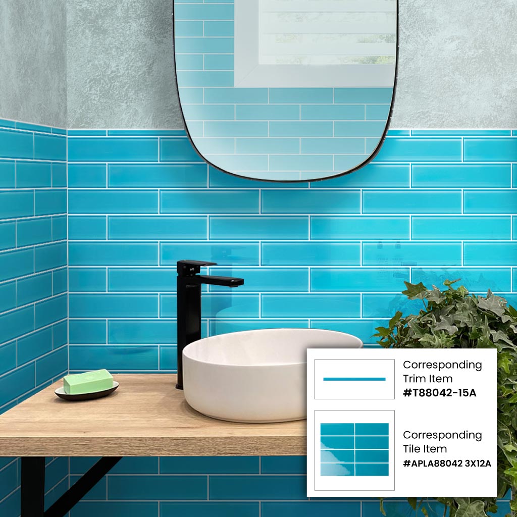 Sapphire Blue 3x12 Glossy Subway Glass Tile (20 pack, 5 sq ft/case) - Sample