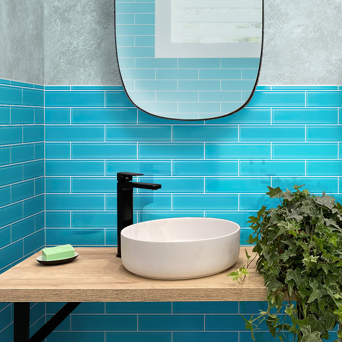 Sapphire Blue 3x12 Glossy Subway Glass Tile (20 pack, 5 sq ft/case) - Sample