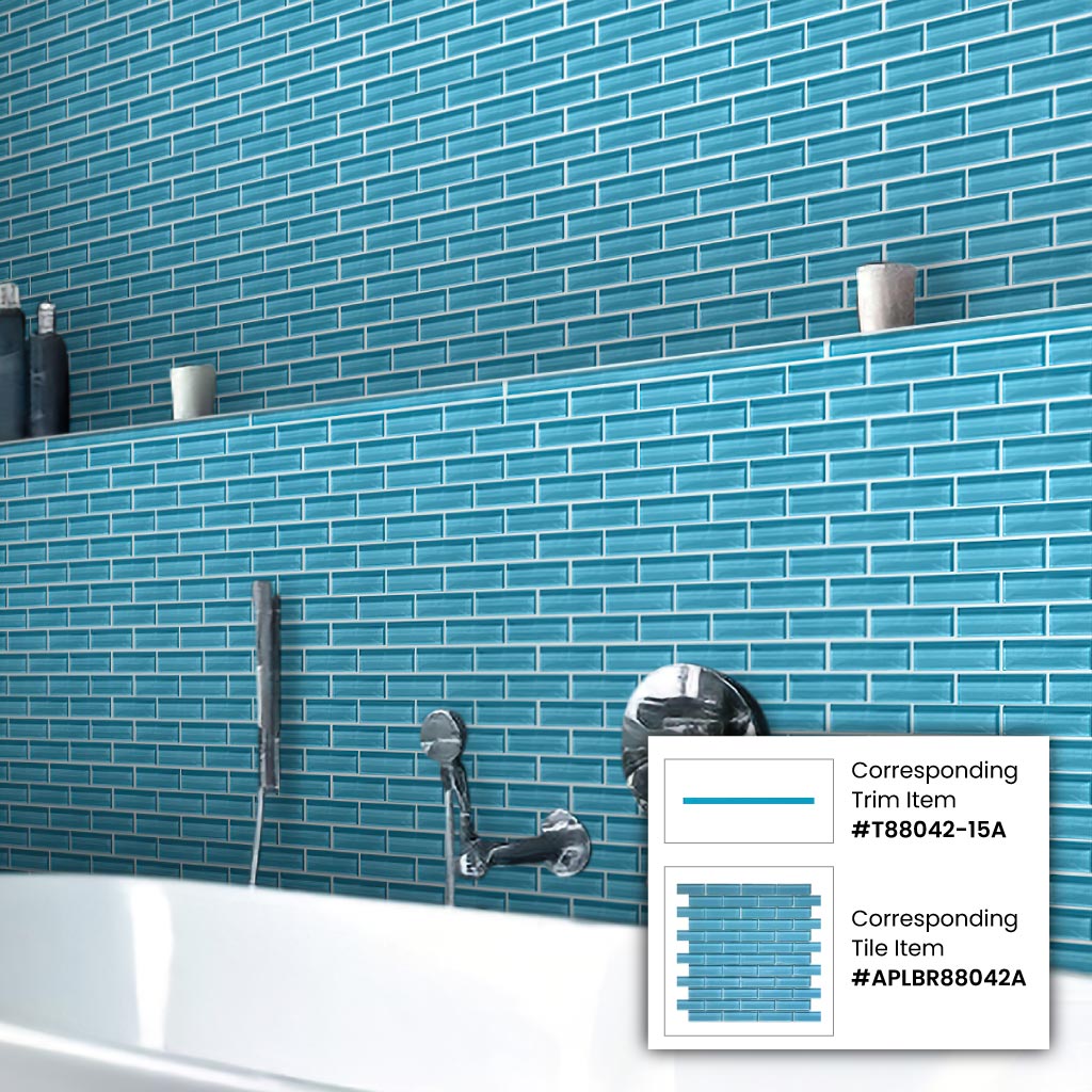 Sapphire Blue 12x12 Glossy Brick Glass Mosaic Tile (5 pack, 4.92 sq ft/case) - Sample