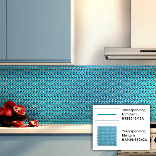 Sapphire Blue 0.5x12 Glossy Glass Pencil Tile Trim (10 pack, 0.5 sq ft/case) - Sample