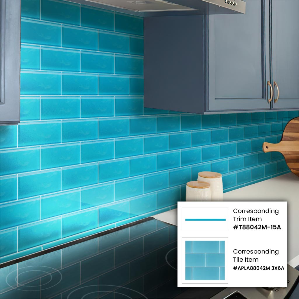 Sapphire Blue 0.5x12 Matte Glass Pencil Tile Trim (10 pack, 0.5 sq ft/case) - Sample