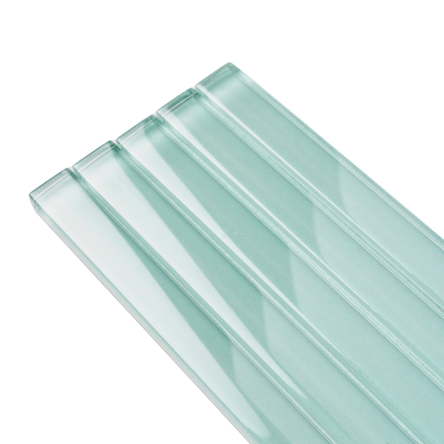 Blizzard Blue 0.5x12 Glossy Glass Pencil Tile Trim (10 pack, 0.5 sq ft/case) - Sample