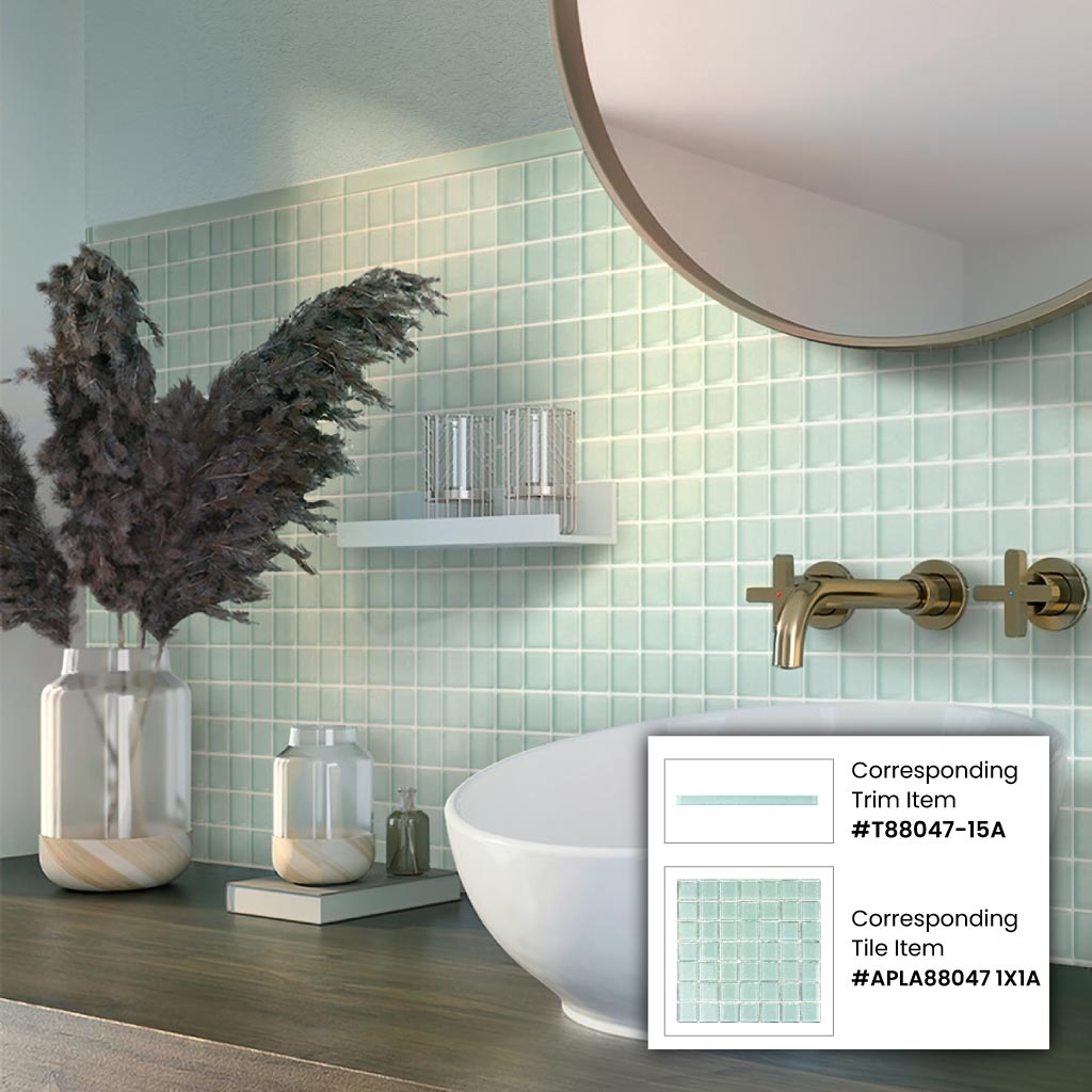 Blizzard Blue 0.5x12 Glossy Glass Pencil Tile Trim (10 pack, 0.5 sq ft/case) - Sample
