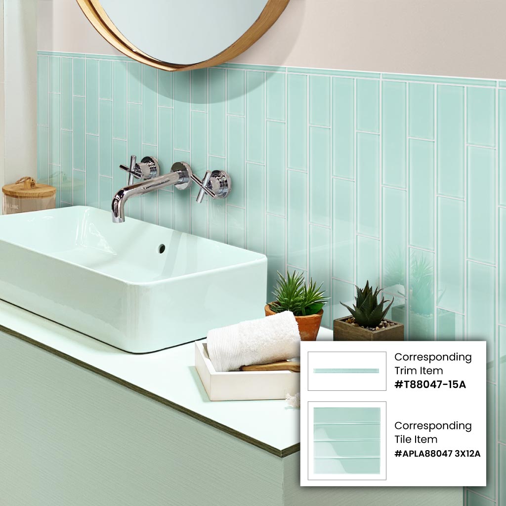 Blizzard Blue 3x12 Glossy Subway Glass Tile (20 pack, 5 sq ft/case) - Sample