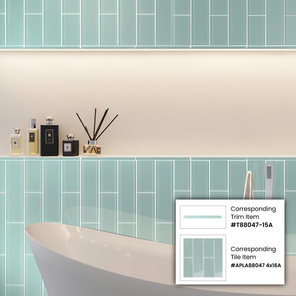 Blizzard Blue 0.5x12 Glossy Glass Pencil Tile Trim (10 pack, 0.5 sq ft/case) - Sample