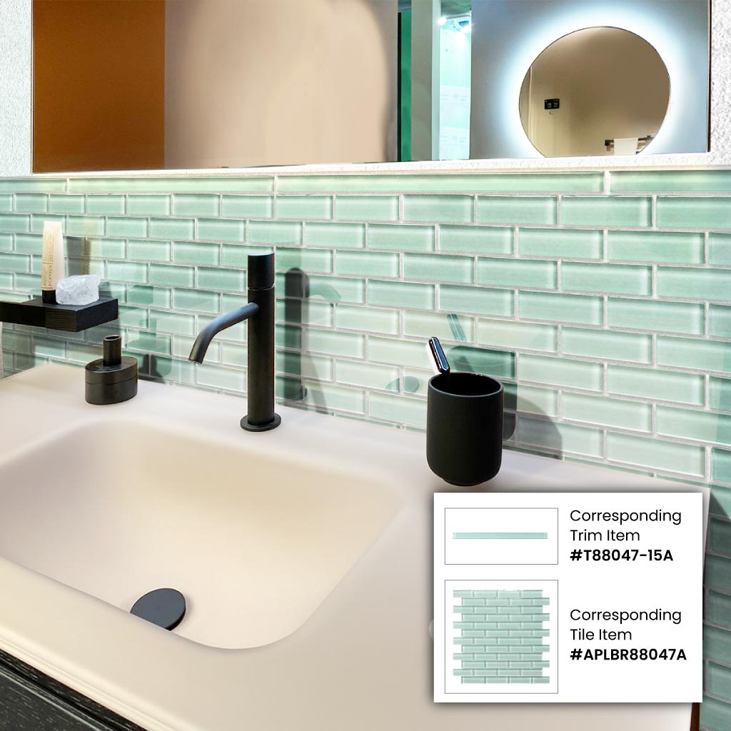 Blizzard Blue 12x12 Glossy Brick Glass Mosaic Tile (5 pack, 4.92 sq ft/case) - Sample