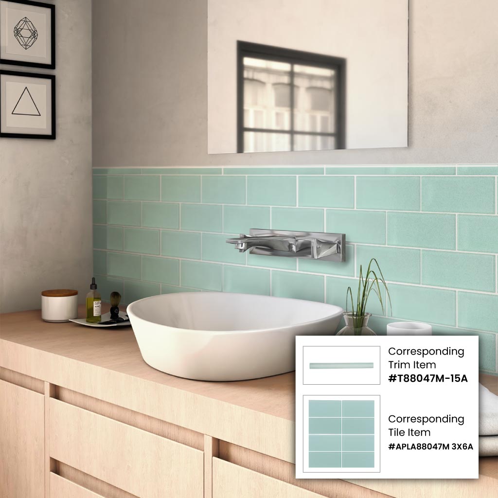 Blizzard Blue 0.5x12 Matte Glass Pencil Tile Trim (10 pack, 0.5 sq ft/case) - Sample