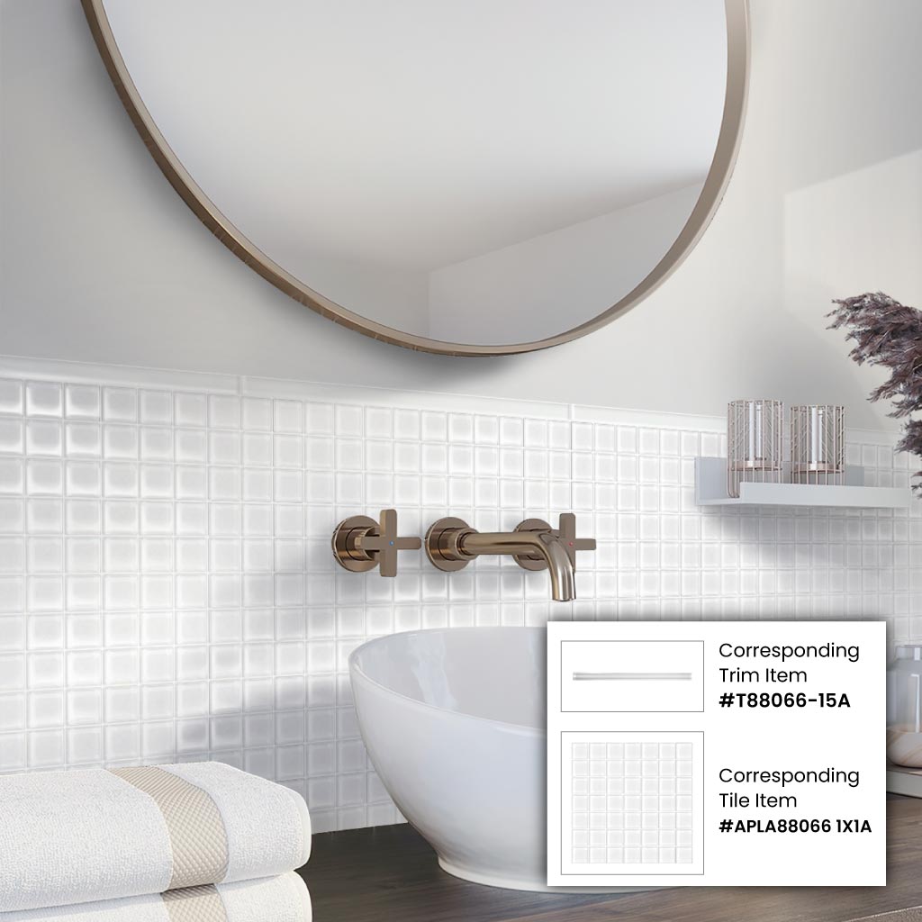 10 pack White 11.8 in. x 11.8 in. 1 in. x 1 in. Polished Glass Mosaic Tile (9.67 sq ft/case) - Sample