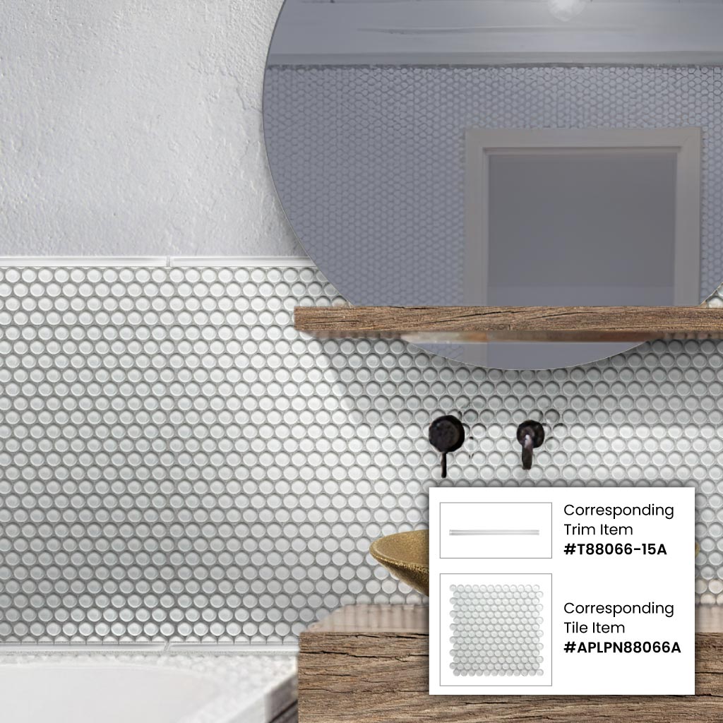12x12 White Penny Round Glass Mosaic Tile
