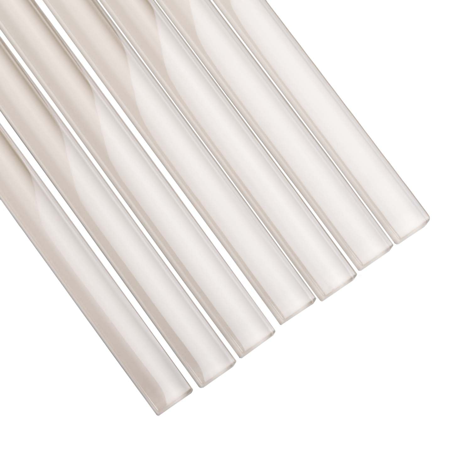 Light Gray 0.5x12 Glass Glossy Pencil Tile Trim (10 pack, 0.5 sq ft/case) - Sample