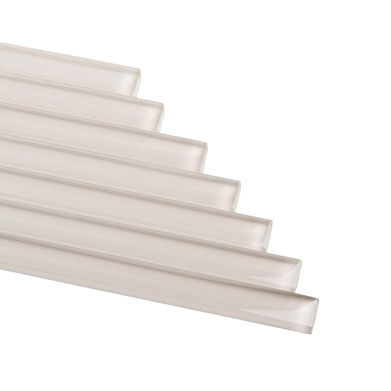 Light Gray 0.5x12 Glass Glossy Pencil Tile Trim (10 pack, 0.5 sq ft/case) - Sample