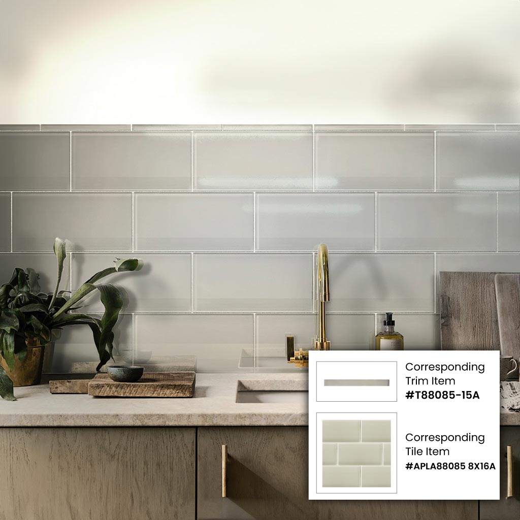 Lace White 8x16 Glossy Subway Glass Tile (15 pack, 13.33 sq ft/case) - Sample