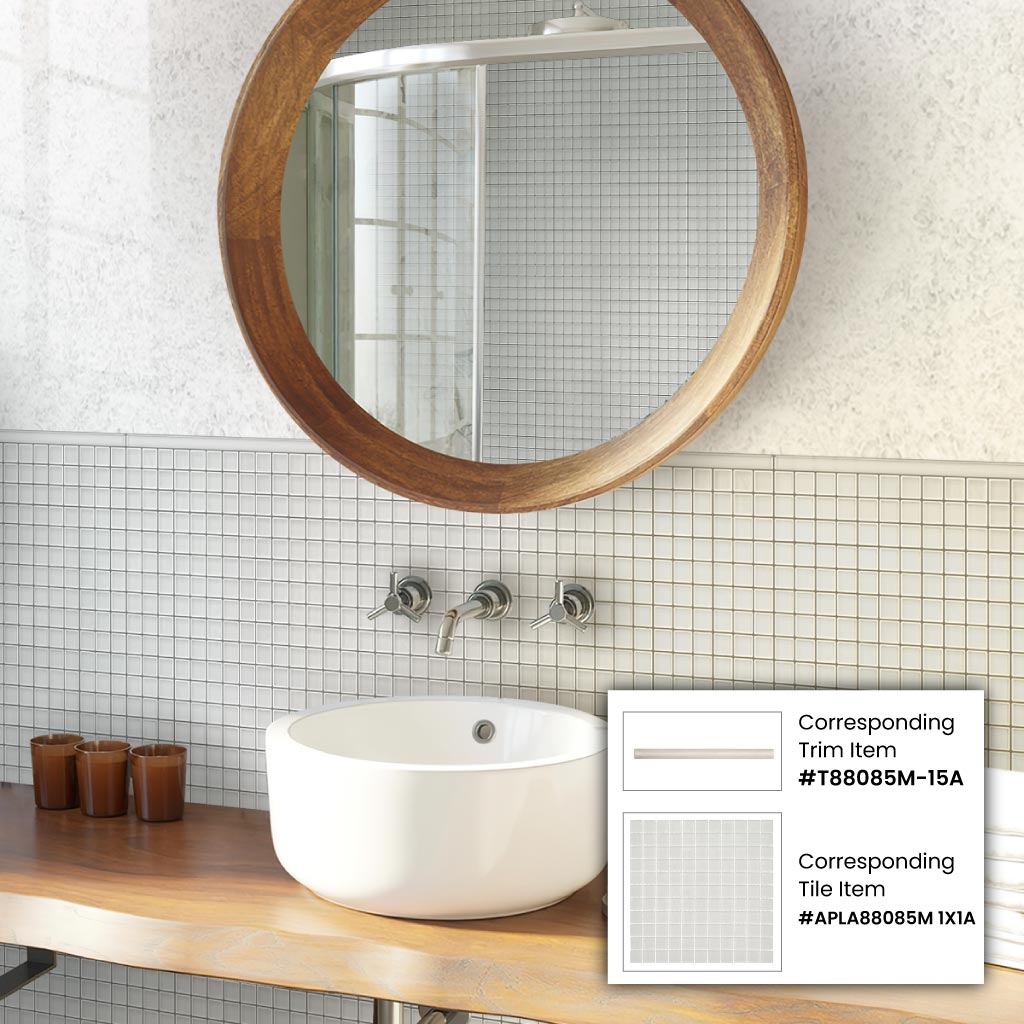 Light Gray 0.5x12 Matte Glass Pencil Tile Trim (10 pack, 0.5 sq ft/case) - Sample