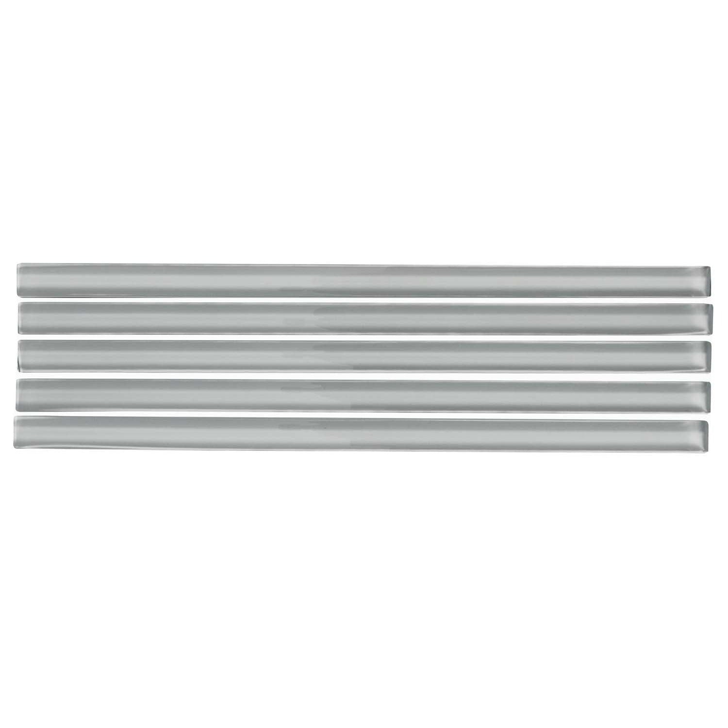 Gray 0.5x12 Glass Glossy Pencil Tile Trim (10 pack, 0.5 sq ft/case) - Sample
