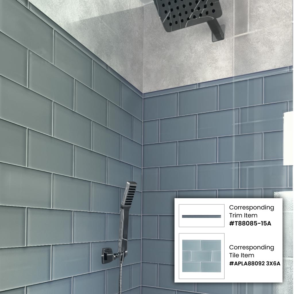 Gray 3x6 Glossy Subway Glass Tile (40 pack, 5 sq ft/case) - Sample