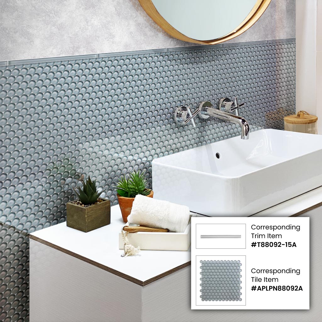 Gray 0.5x12 Glass Glossy Pencil Tile Trim (10 pack, 0.5 sq ft/case) - Sample