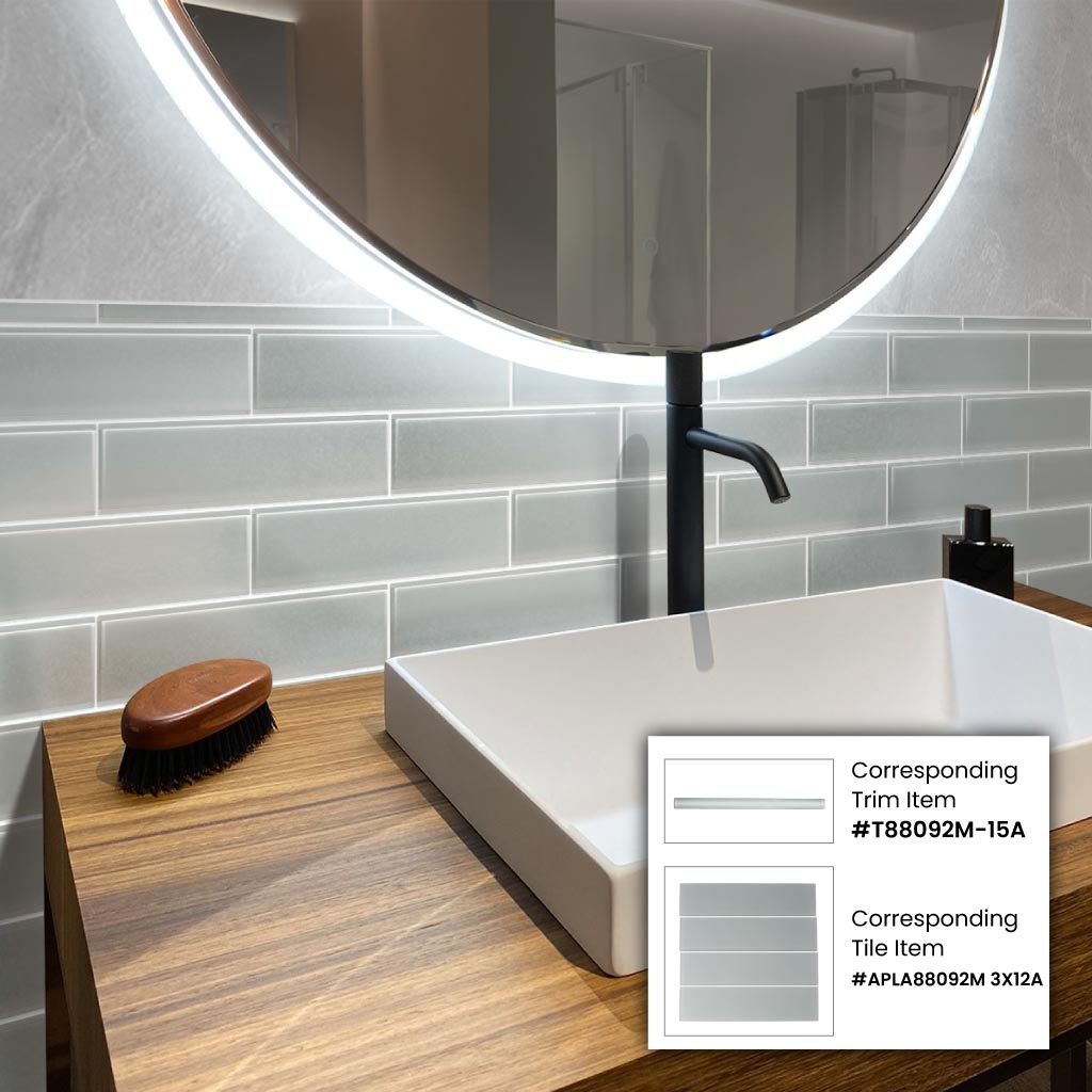 Gray 0.5x12 Matte Glass Pencil Tile Trim (10 pack, 0.5 sq ft/case) - Sample