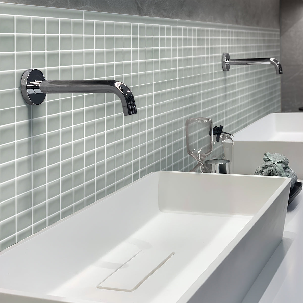 10 pack Gray 11.8 in. x 11.8 in. 1x1 Matte Finished Glass Mosaic Tile (9.67 sq ft/case) - Sample