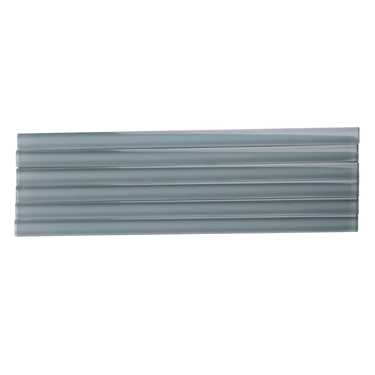 Fossil Gray 0.5x12 Glossy Glass Pencil Tile Trim (10 pack, 0.5 sq ft/case) - Sample