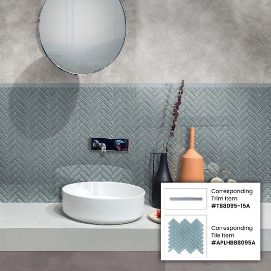Fossil Gray 0.5x12 Glossy Glass Pencil Tile Trim (10 pack, 0.5 sq ft/case) - Sample