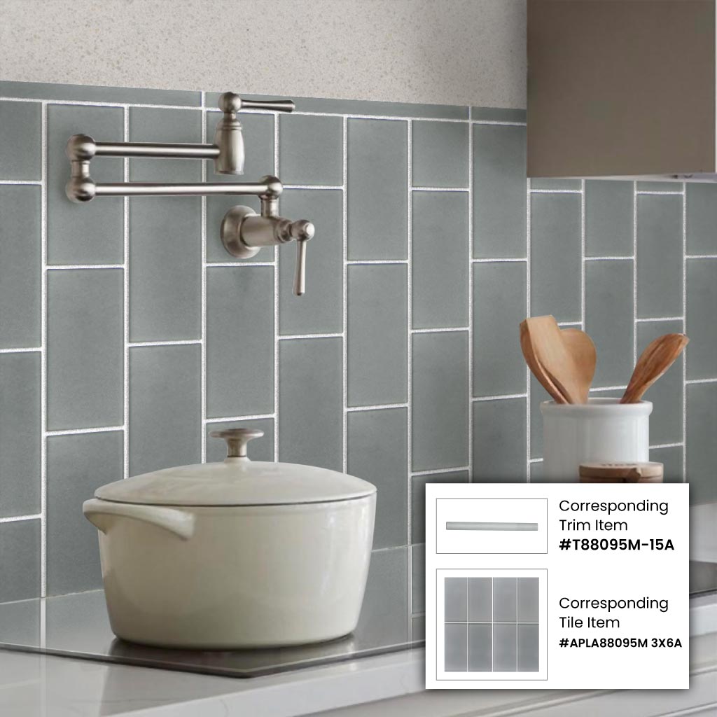 Stone Blue 3x6 Matte Subway Glass Tile (40 pack, 5 sq ft/case) - Sample