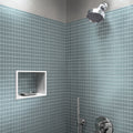 stone blue matte square glass mosaic tile on shower wall 12x12 inches