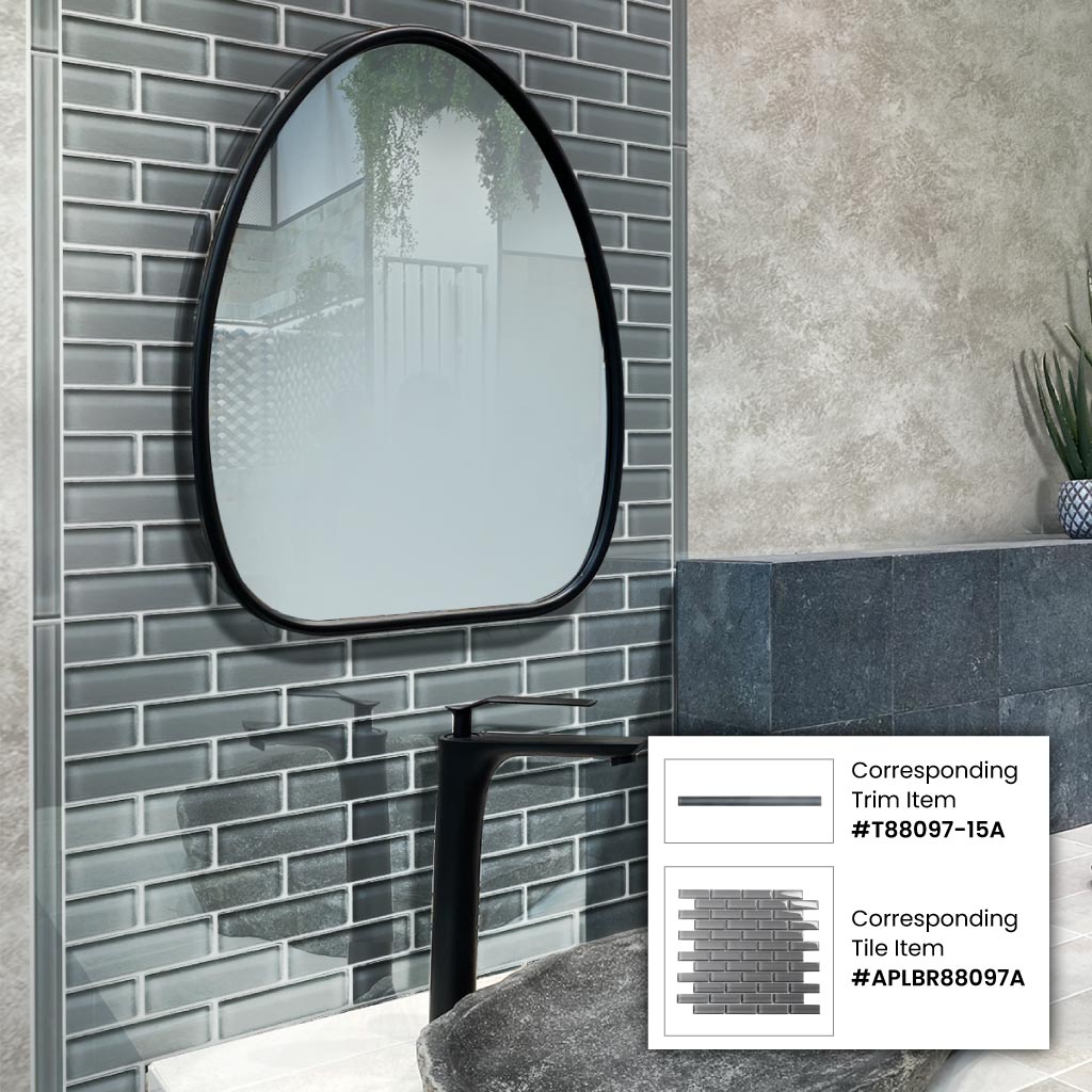 Coin Gray 12x12 Glossy Brick Glass Mosaic Tile (5 pack, 4.92 sq ft/case) - Sample