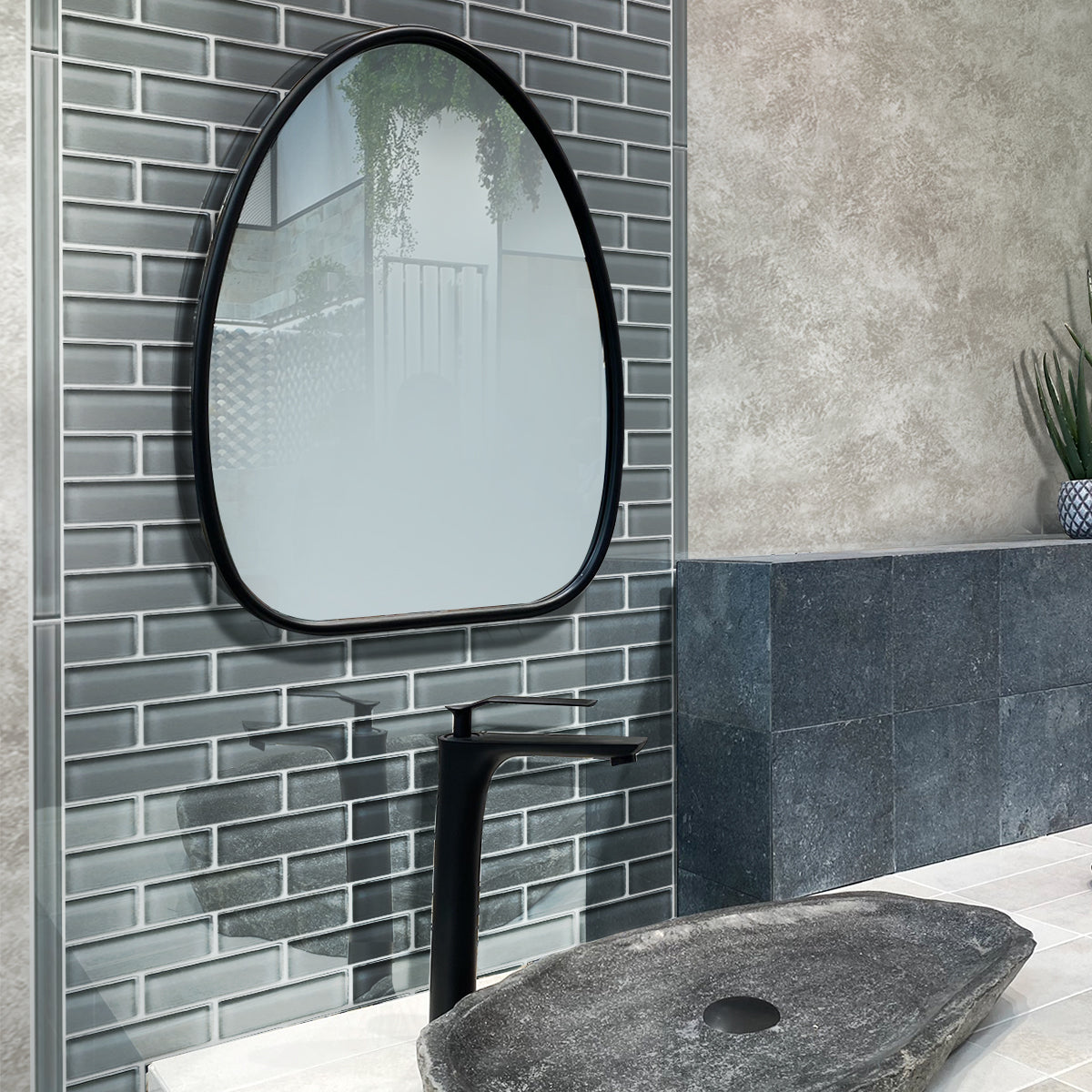 Coin Gray 12x12 Glossy Brick Glass Mosaic Tile (5 pack, 4.92 sq ft/case) - Sample