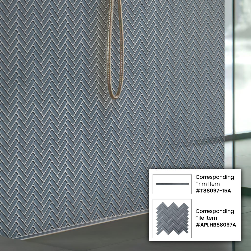 5 pack Coin Gray 11 in. x 12.6 in. Herringbone Polished Glass Mosaic Tile (4.81 sq ft/case) - Sample