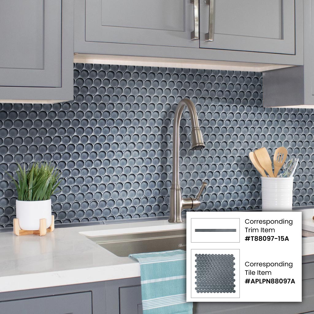 Coin Gray 12x12 Glossy Penny Round Glass Mosaic Tile (5 pack, 5 sq ft/case) - Sample
