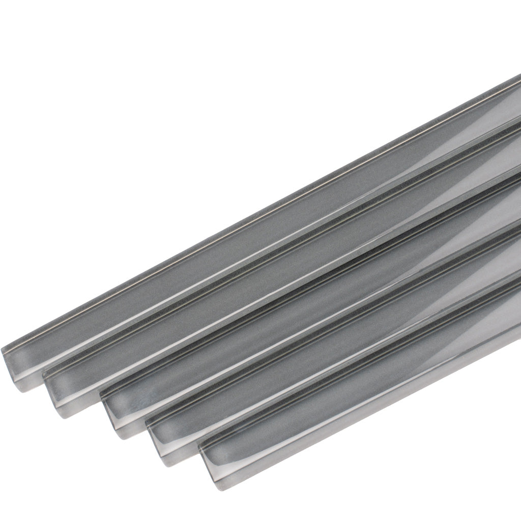 Dark Gray 0.5x12 Glass Glossy Pencil Tile Trim (10 pack, 0.5 sq ft/case) - Sample