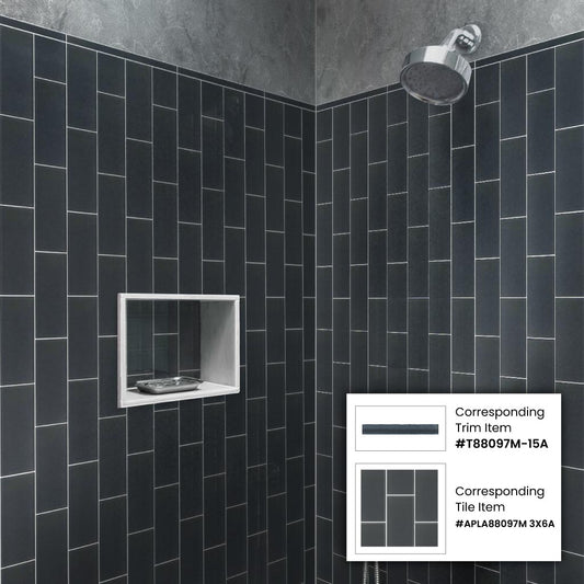 Dark Gray 0.5x12 Matte Glass Pencil Tile Trim (10 pack, 0.5 sq ft/case) - Sample
