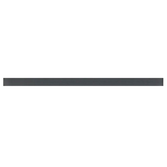 Matte dark gray glass pencil tile trim measuring 0.5x12 inches for edging and accents