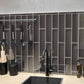 Ash Gray 0.5x12 Glass Glossy Pencil Tile Trim (10 pack, 0.5 sq ft/case) - Sample