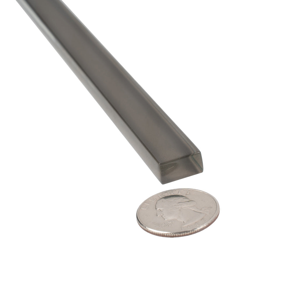 Ash Gray 0.5x12 Glass Glossy Pencil Tile Trim (10 pack, 0.5 sq ft/case) - Sample