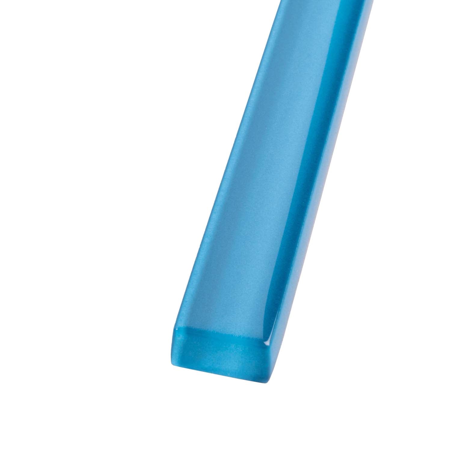 Cerulean Blue 0.5x12 Glossy Glass Pencil Tile Trim (10 pack, 0.5 sq ft/case) - Sample