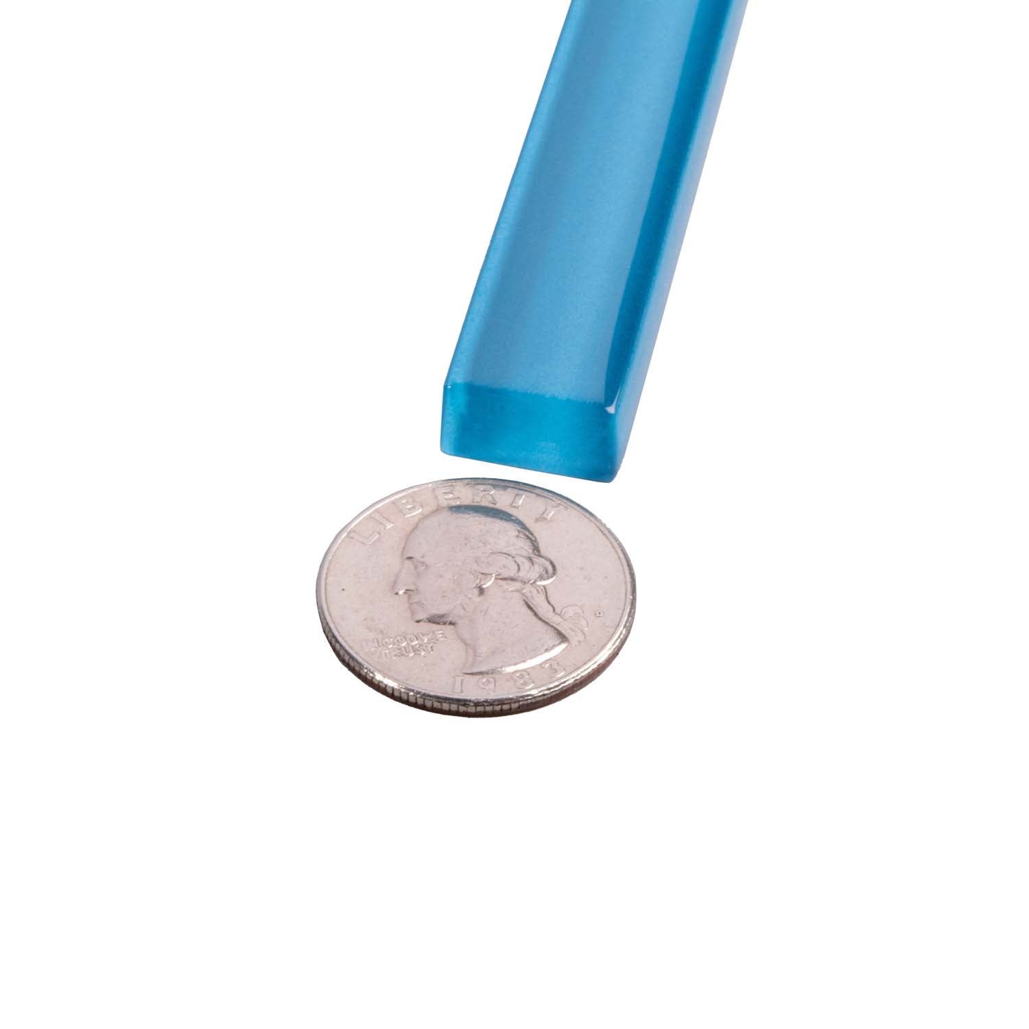 Cerulean Blue 0.5x12 Glossy Glass Pencil Tile Trim (10 pack, 0.5 sq ft/case) - Sample