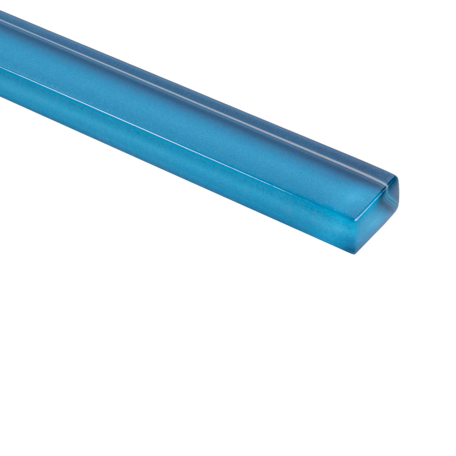 Cerulean Blue 0.5x12 Glossy Glass Pencil Tile Trim (10 pack, 0.5 sq ft/case) - Sample