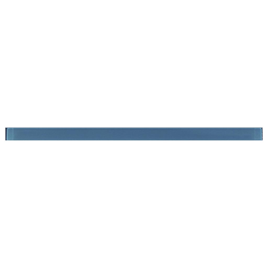 Cerulean Blue 0.5x12 Glossy Glass Pencil Tile Trim (10 pack, 0.5 sq ft/case) - Sample