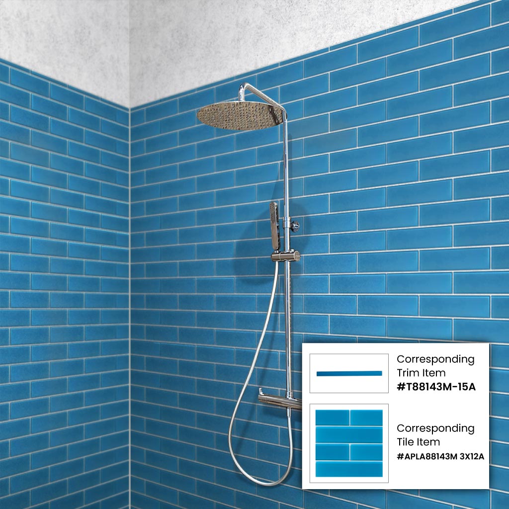 20 pack Cerulean Blue 3-in. x 12-in. Matte Finished Glass Subway Floor and Wall Tile (5 Sq ft/case) - Sample