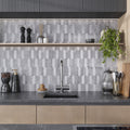 Gray PVC honed 12x12 rectangular peel and stick tile backsplash