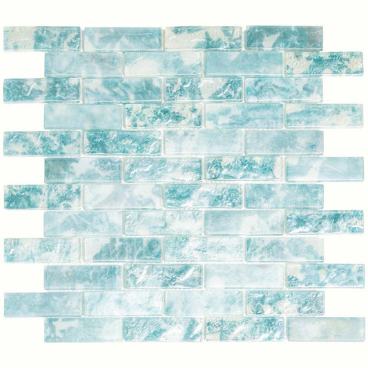 Aqua 12x12 Matte Brick Glass Mosaic Tile (10 pack, 9.5 sq ft/case) - Sample