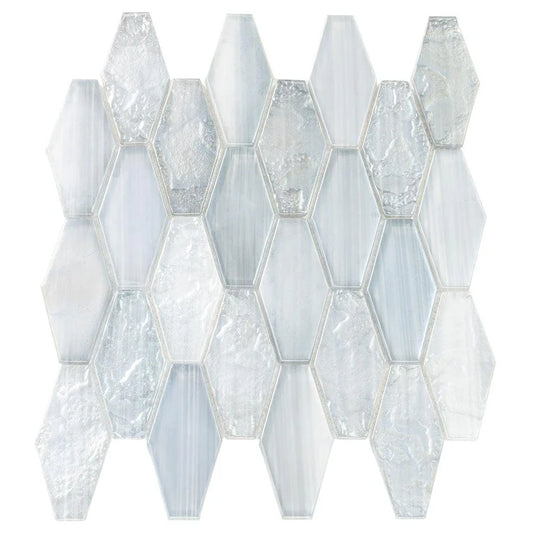 Grey 11x12 Matte Elongated Hexagon Glass Mosaic Tile (10 pack, 8.6 sq ft/case) - Sample