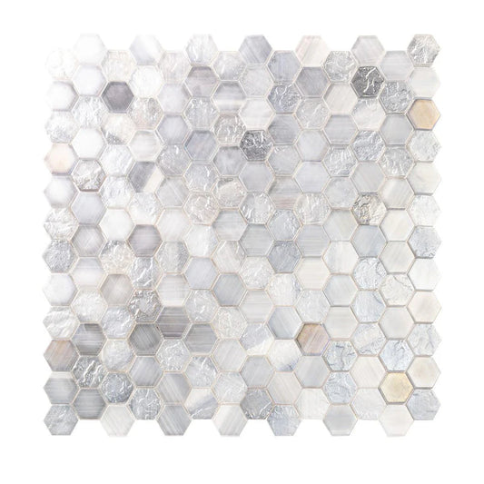 Verre 11.7 in. x 11.8 in. Matte Grey Glass Mosaic Wall and Floor Tile (9.6 sq ft/case) - 10 pack