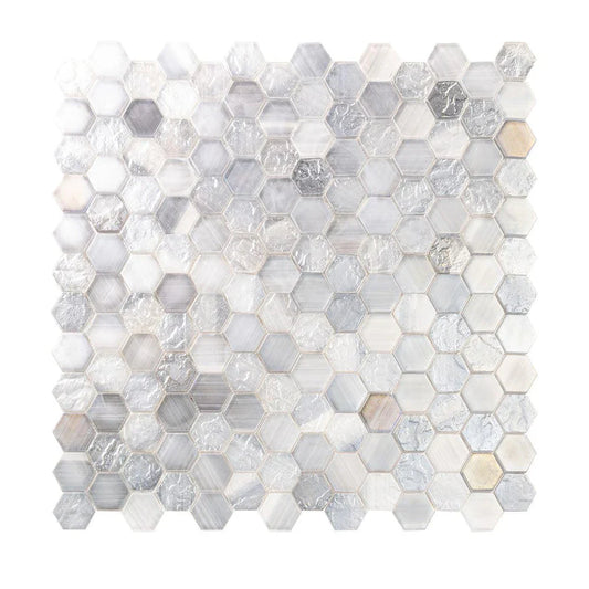 Grey 12x12 Matte Hexagon Glass Mosaic Tile (10 pack, 9.6 sq ft/case) - Sample