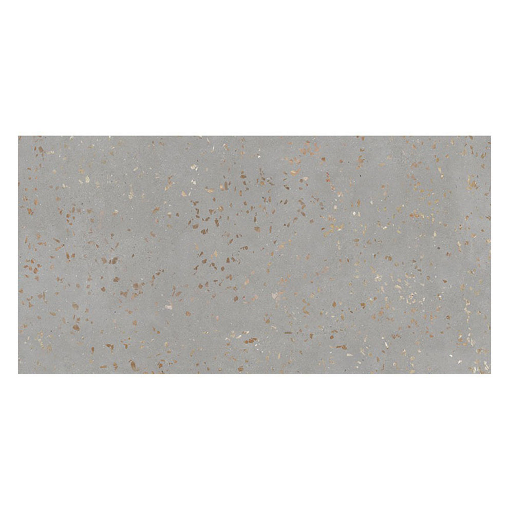 Matte large porcelain gray bathroom with a gold-speckled design