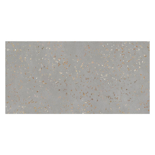 Sample-Warm Gray with Gold Flecks 24x48 Polished Square Porcelain Large Format Tile (2 pack, 15.49 sq ft/case)