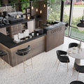 White multicolor hexagon porcelain tile with matte finish, 8x9 inches, installed on a floor
