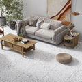 Matte white terrazzo-look porcelain square tile 24x24 inches for floors
